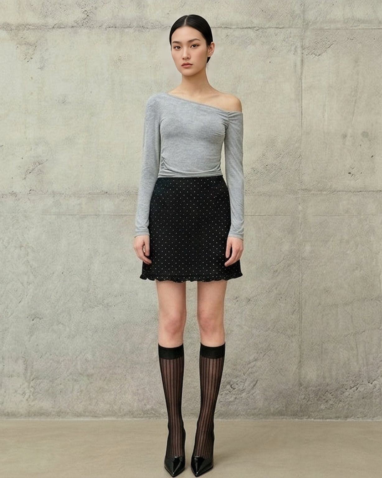 Polka Dot Frill Mini Skirt