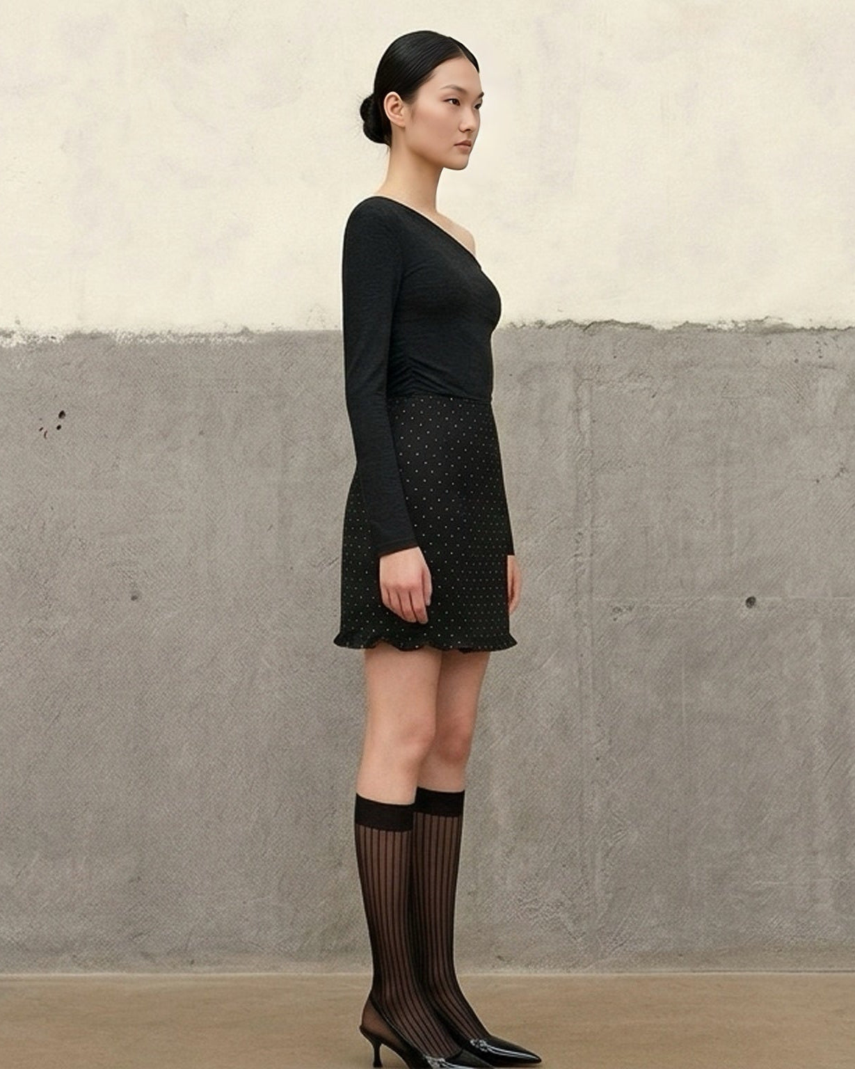 Polka Dot Frill Mini Skirt