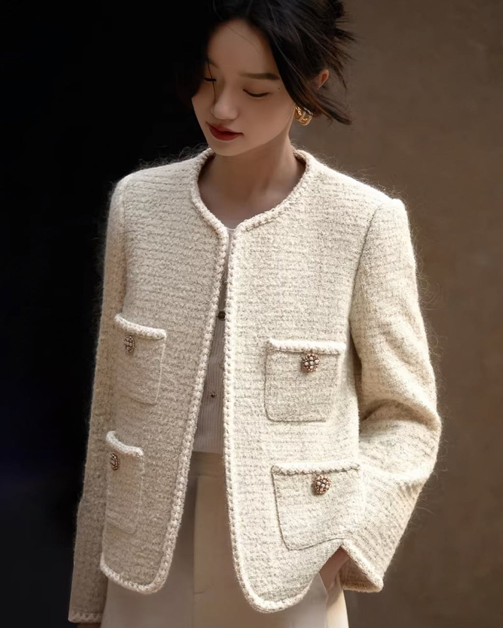 White Tea Classic Tweed Jacket