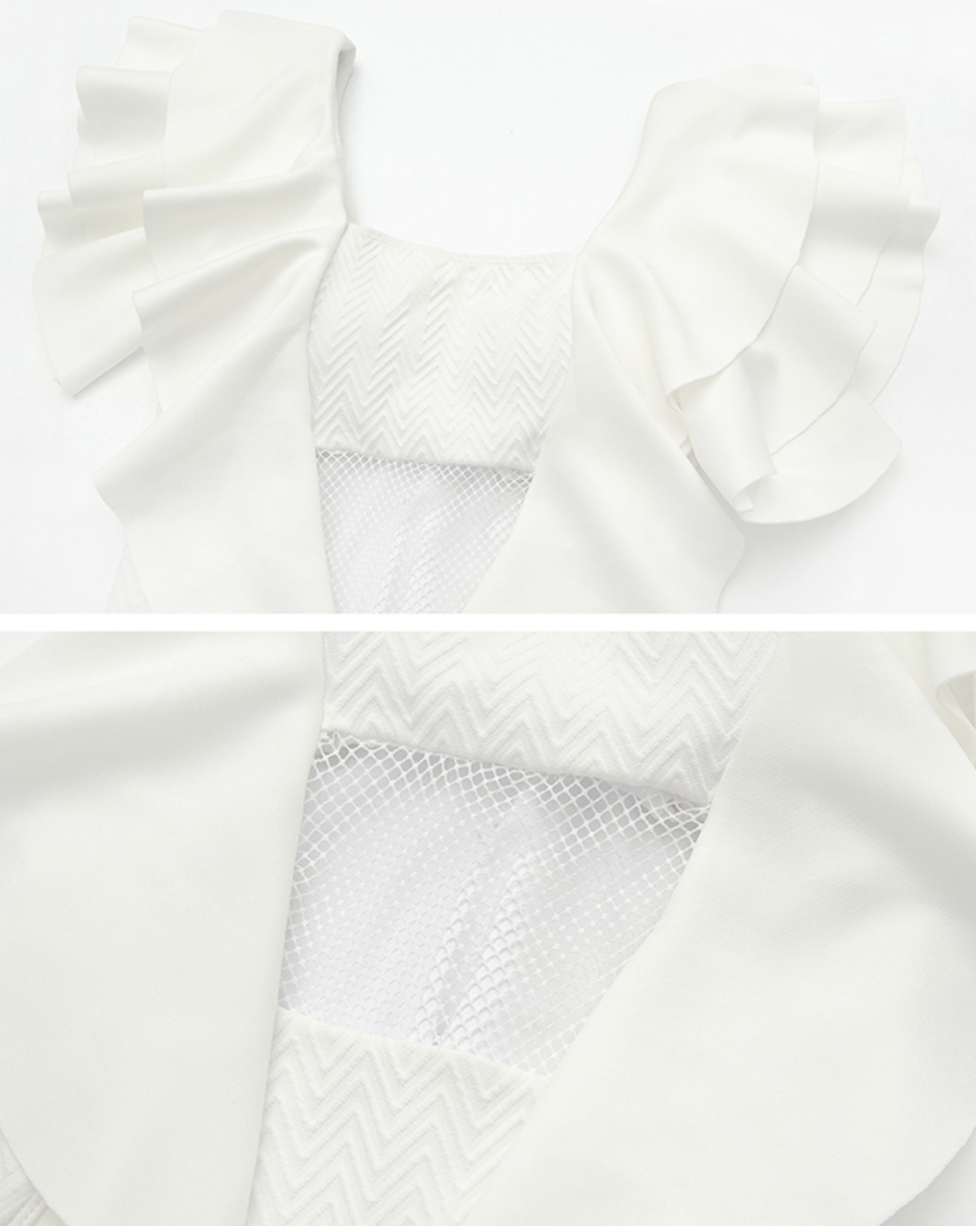 Frill shoulder swimwear