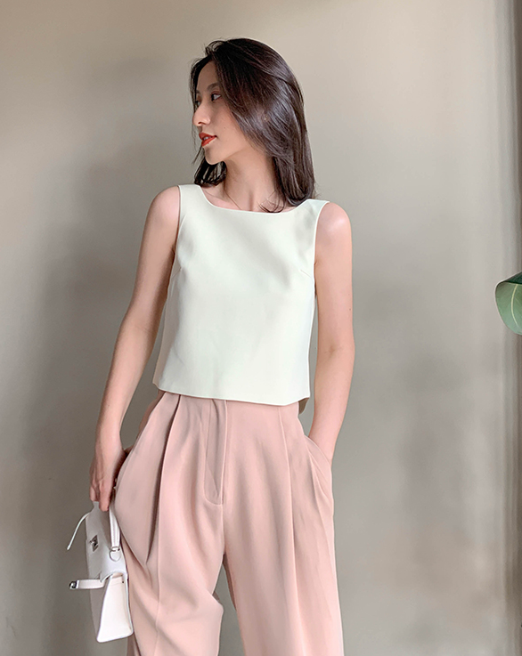 Back ribbon top (White)