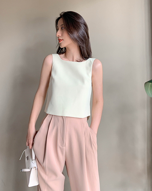 Back ribbon top (White)