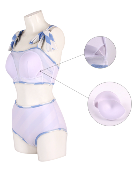 Blue stripe feminine swimwear