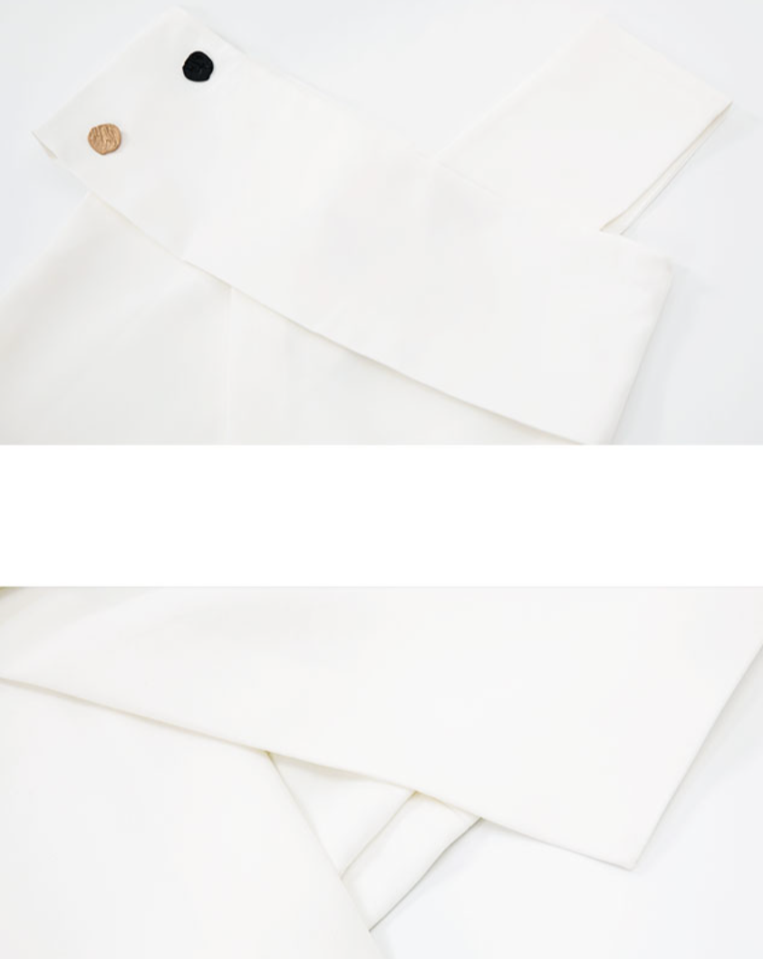 One-shoulder french tops (White)