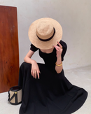 Puff sleeve black dress