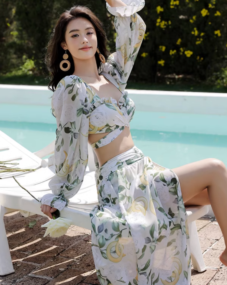 Chiffon one-piece swimwear