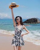 Green leaf one-piece swimwear