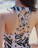 Green leaf one-piece swimwear