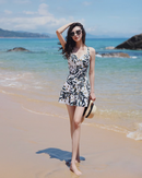 Green leaf one-piece swimwear