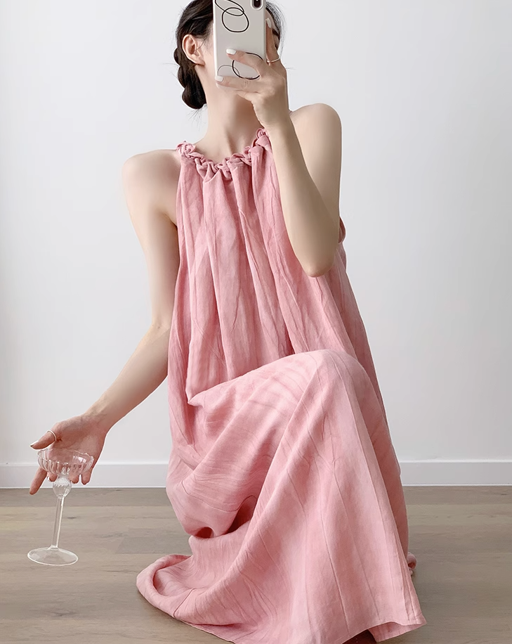 Pink halterneck dress