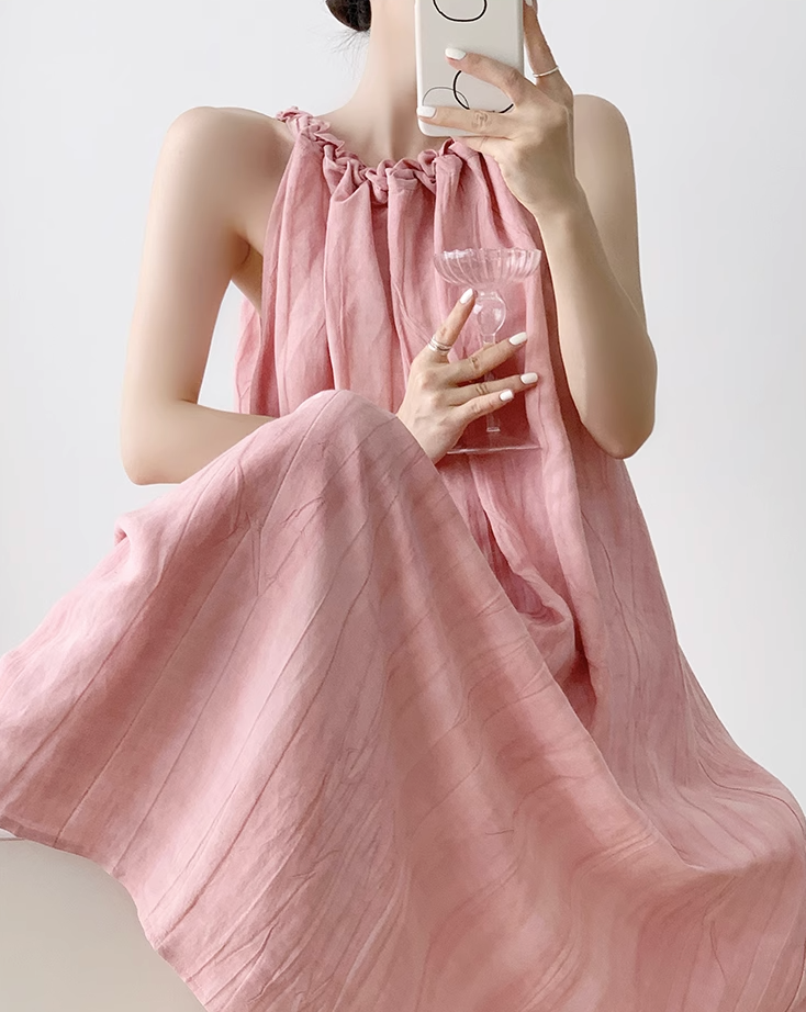 Pink halterneck dress