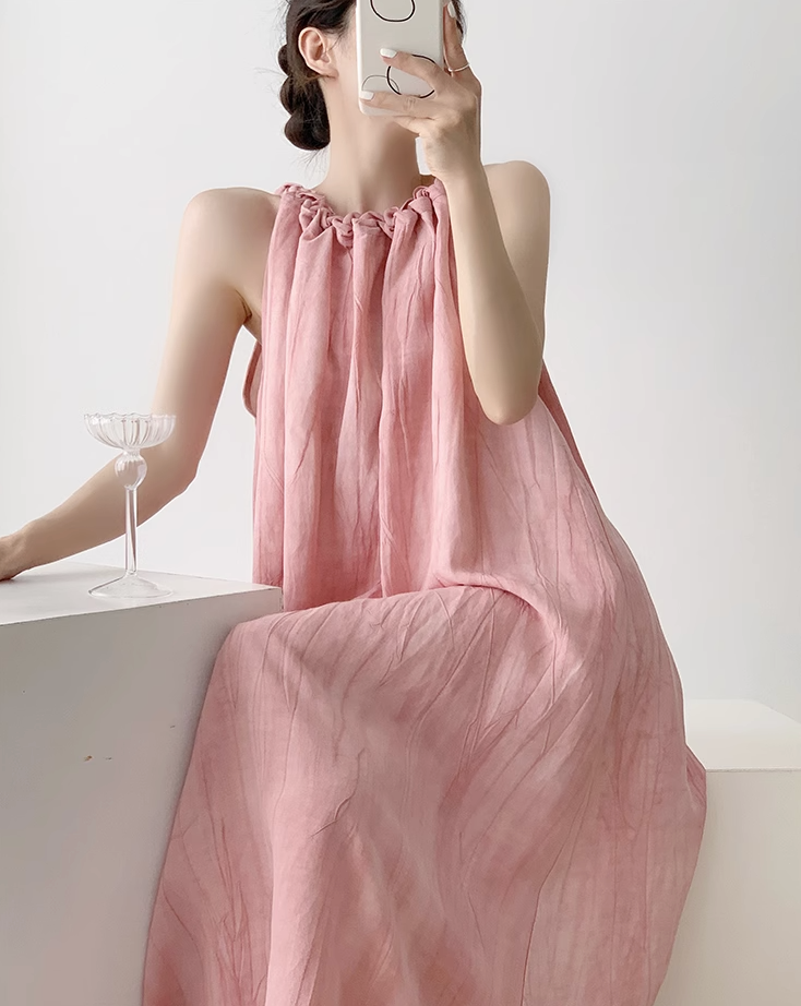 Pink halterneck dress