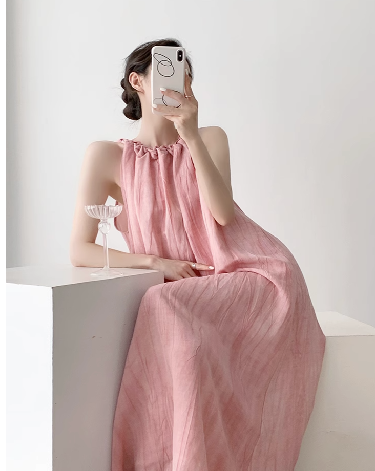 Pink halterneck dress