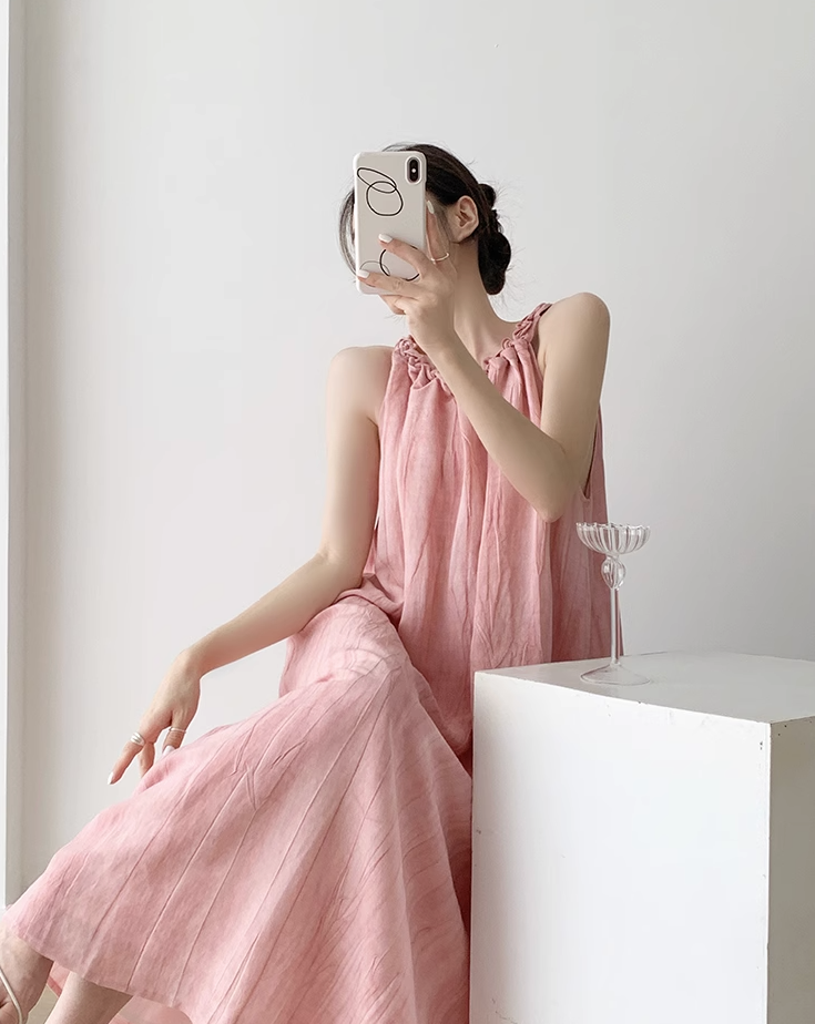 Pink halterneck dress