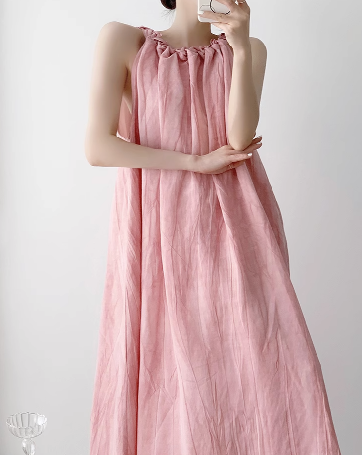 【 RINA着用 】Pink halterneck dress