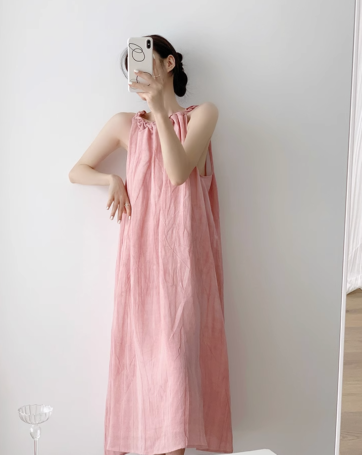 Pink halterneck dress